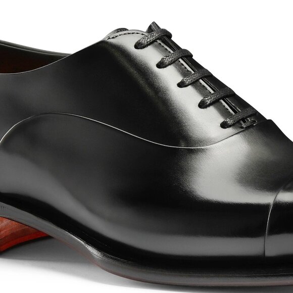 Santoni Men\'s polished black leather Oxford shoe main image 6